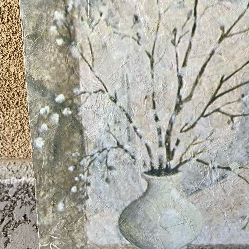 Vintage flowers texture painting 15/20 inches - Picture 4 of 10
